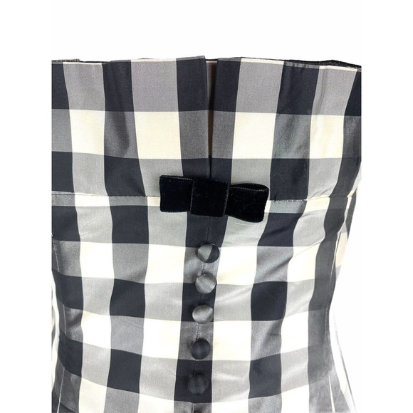 Paule Vasseur Paris Vintage Gingham Strapless Cocktail Dress Silk Size 38 France - Picture 5 of 11